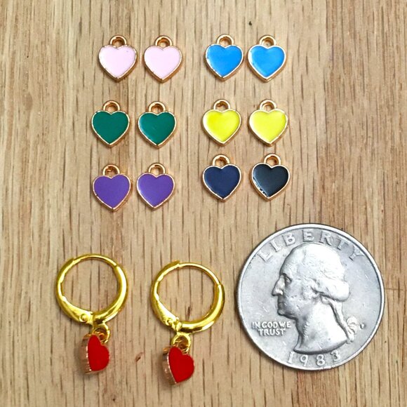 Handmade Tiny Heart Lever Back Earrings- Choose Your Color. - Picture 2 of 4